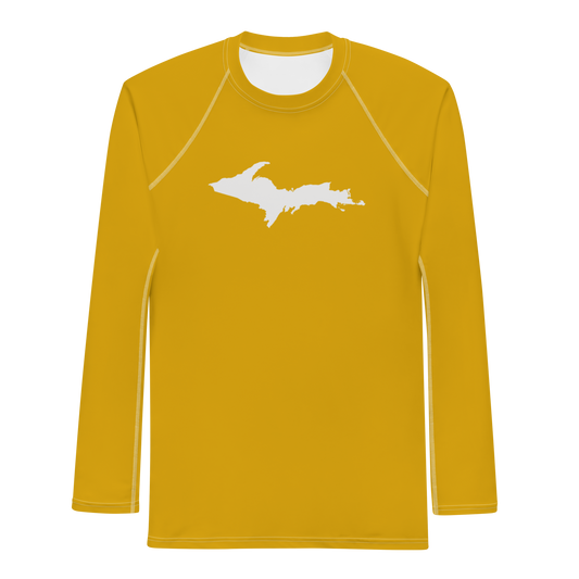 Michigan Upper Peninsula Rash Guard (w/ UP Outline) | Men's - Gold