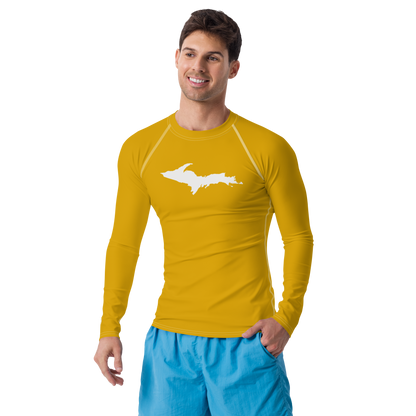 Michigan Upper Peninsula Rash Guard (w/ UP Outline) | Men's - Gold