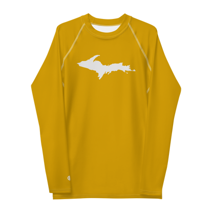 Michigan Upper Peninsula Rash Guard (w/ UP Outline) | Men's - Gold