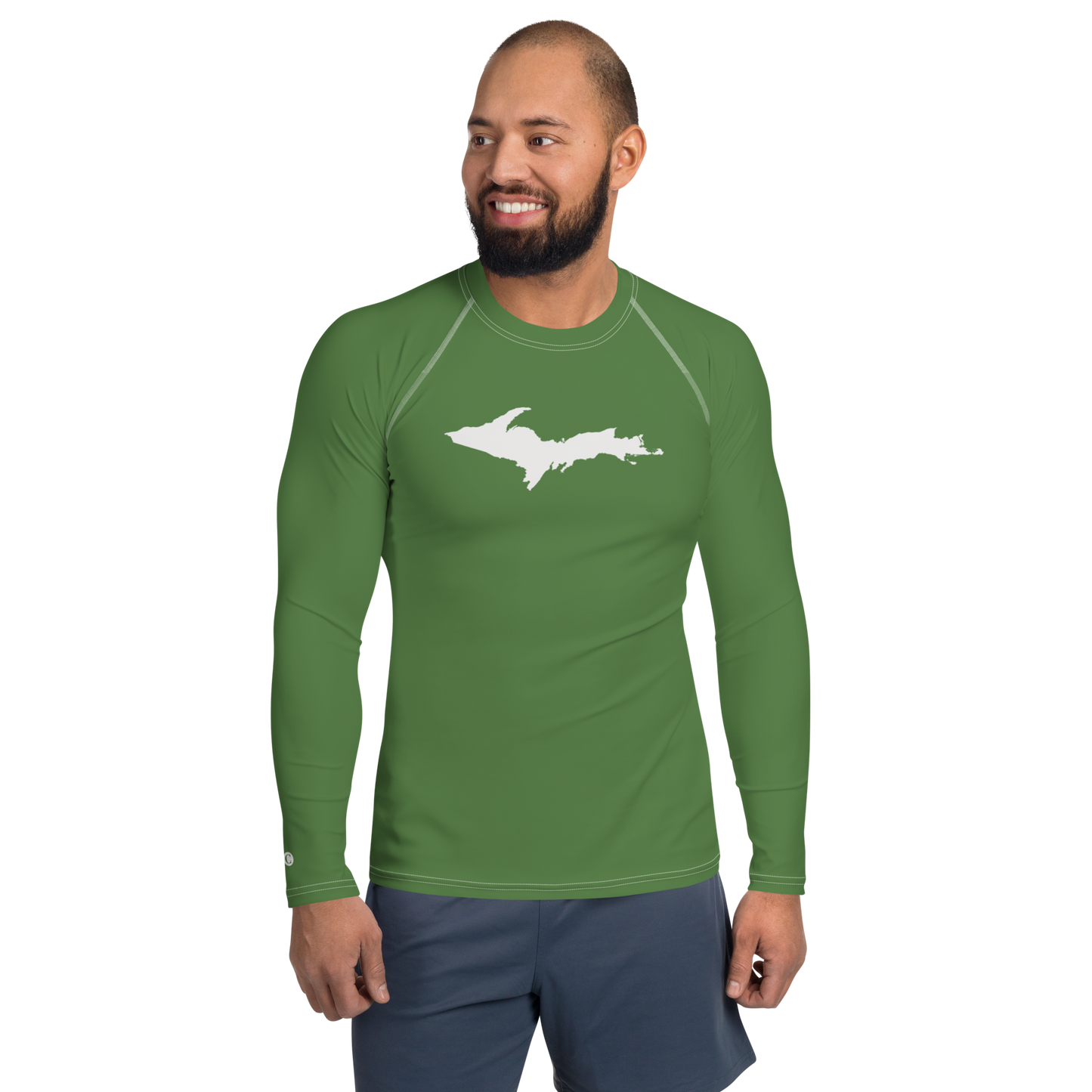 Michigan Upper Peninsula Rash Guard (w/ UP Outline) | Men's - Pine Green