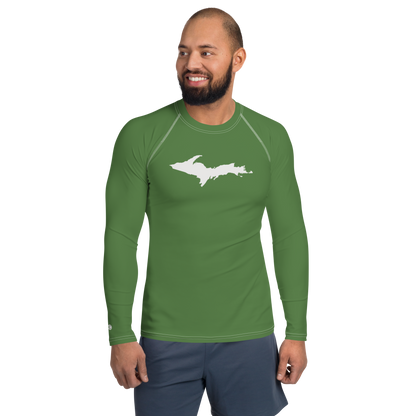 Michigan Upper Peninsula Rash Guard (w/ UP Outline) | Men's - Pine Green