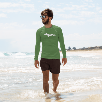 Michigan Upper Peninsula Rash Guard (w/ UP Outline) | Men's - Pine Green