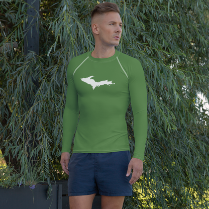 Michigan Upper Peninsula Rash Guard (w/ UP Outline) | Men's - Pine Green