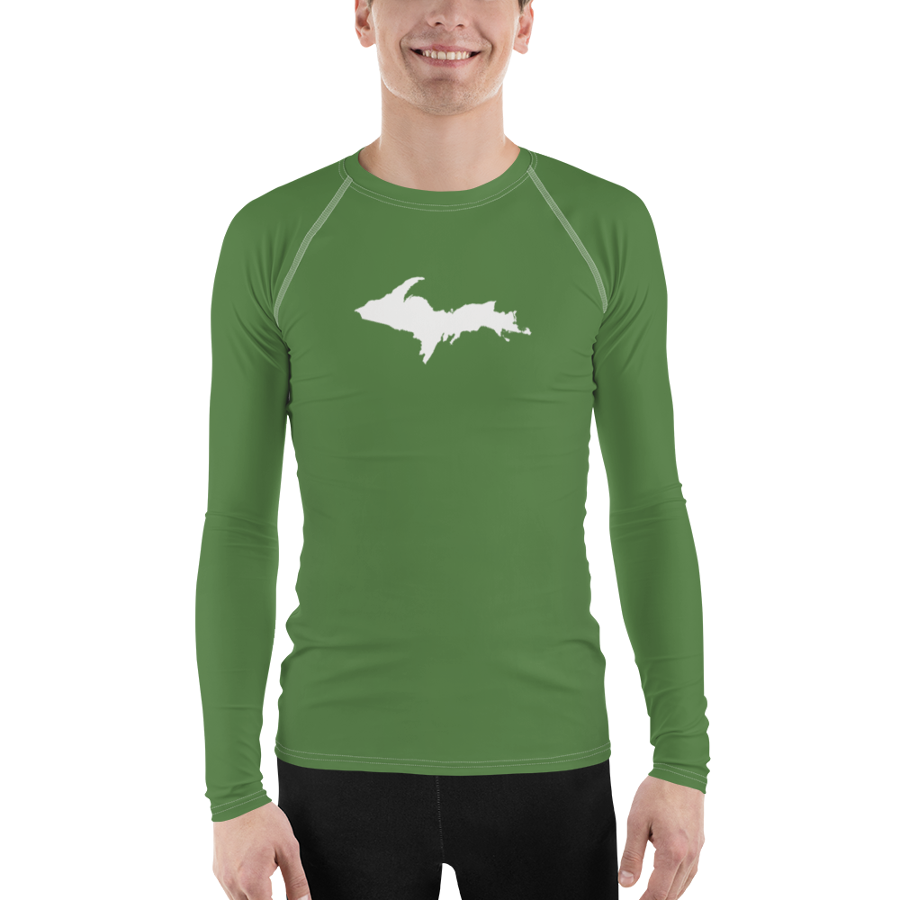 Michigan Upper Peninsula Rash Guard (w/ UP Outline) | Men's - Pine Green