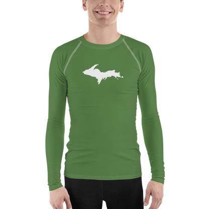 Michigan Upper Peninsula Rash Guard (w/ UP Outline) | Men's - Pine Green