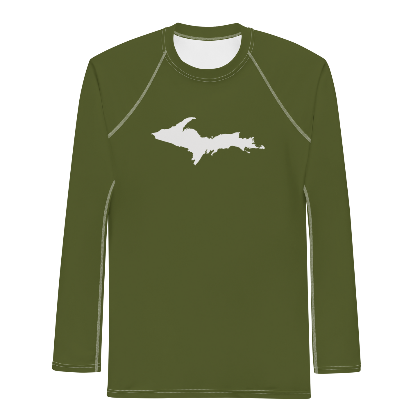 Michigan Upper Peninsula Rash Guard (w/ UP Outline) | Men's - Army Green