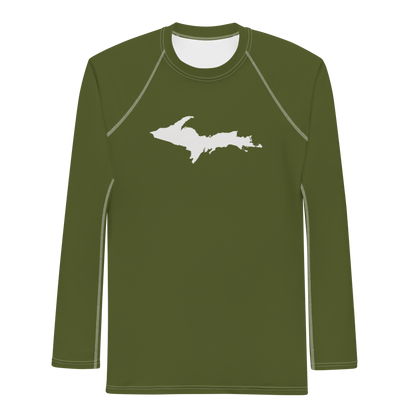 Michigan Upper Peninsula Rash Guard (w/ UP Outline) | Men's - Army Green