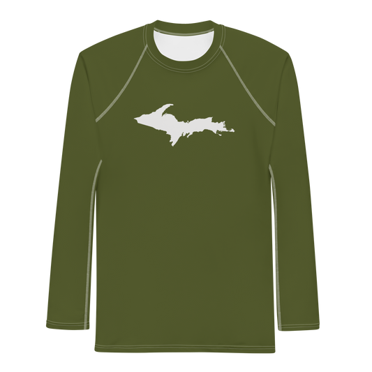 Michigan Upper Peninsula Rash Guard (w/ UP Outline) | Men's - Army Green