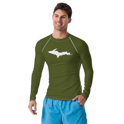 Michigan Upper Peninsula Rash Guard (w/ UP Outline) | Men's - Army Green