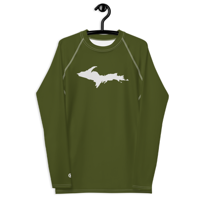 Michigan Upper Peninsula Rash Guard (w/ UP Outline) | Men's - Army Green