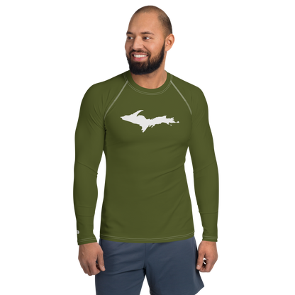 Michigan Upper Peninsula Rash Guard (w/ UP Outline) | Men's - Army Green