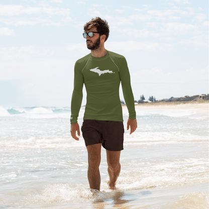 Michigan Upper Peninsula Rash Guard (w/ UP Outline) | Men's - Army Green