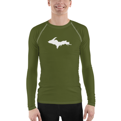 Michigan Upper Peninsula Rash Guard (w/ UP Outline) | Men's - Army Green