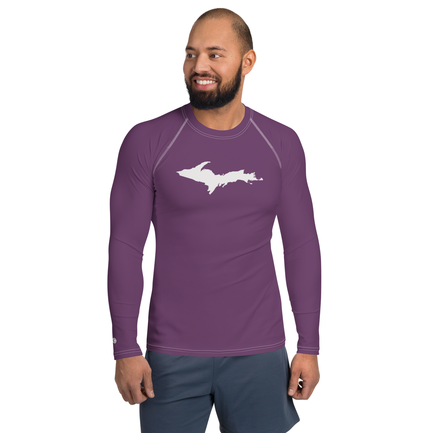 Michigan Upper Peninsula Rash Guard (w/ UP Outline) | Men's - Plum