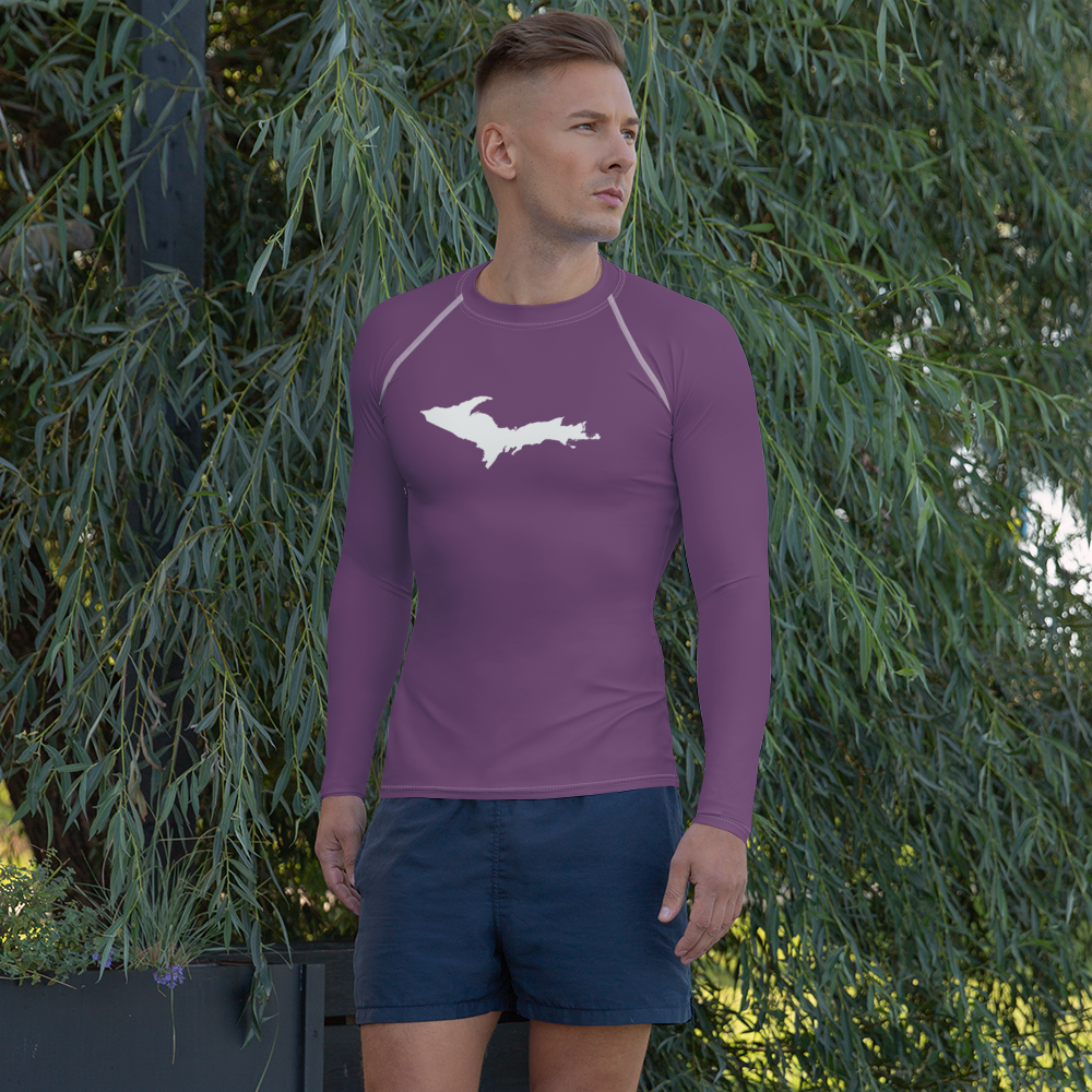 Michigan Upper Peninsula Rash Guard (w/ UP Outline) | Men's - Plum