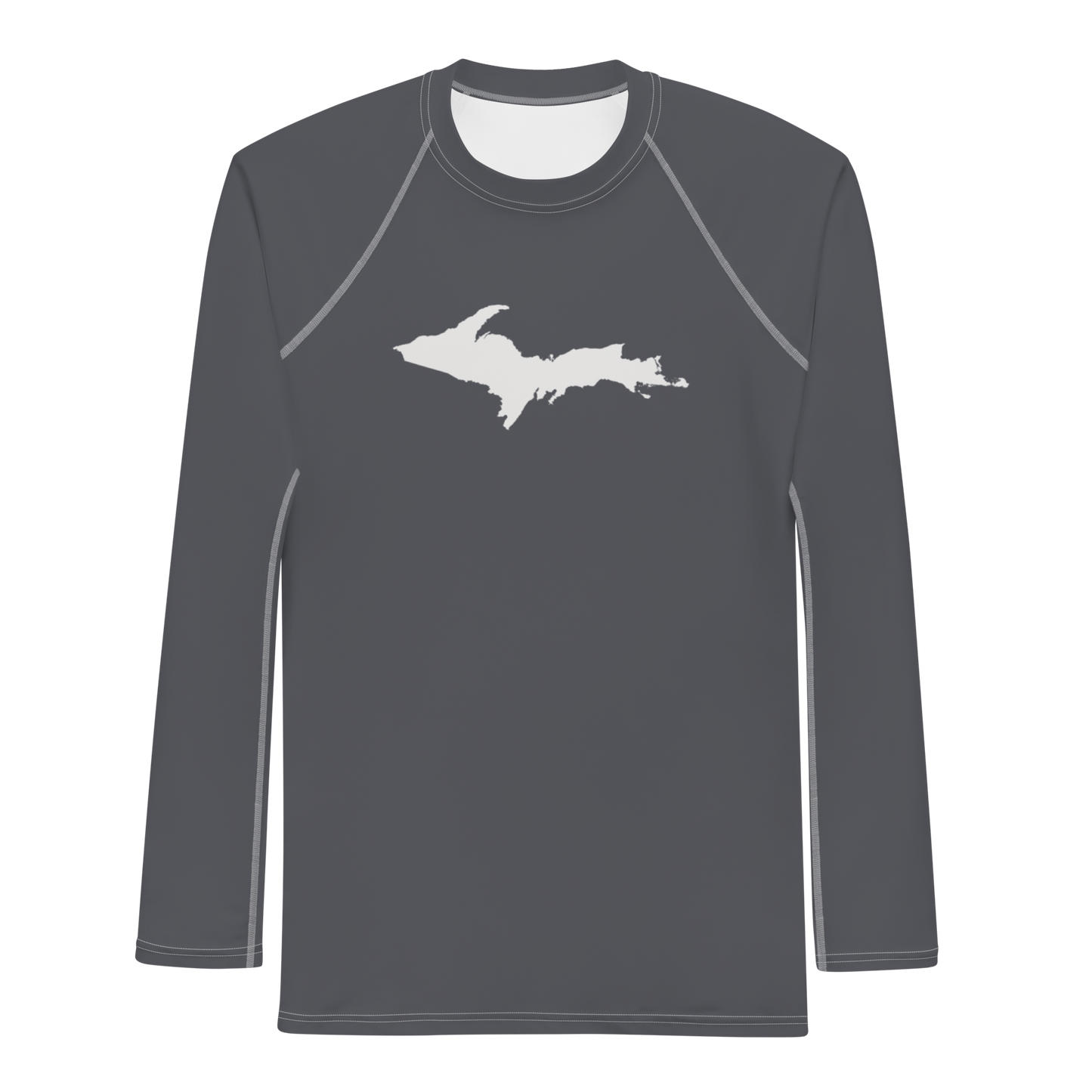 Michigan Upper Peninsula Rash Guard (w/ UP Outline) | Men's - Iron Ore Grey