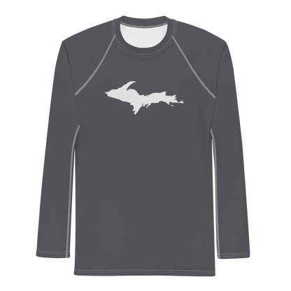 Michigan Upper Peninsula Rash Guard (w/ UP Outline) | Men's - Iron Ore Grey