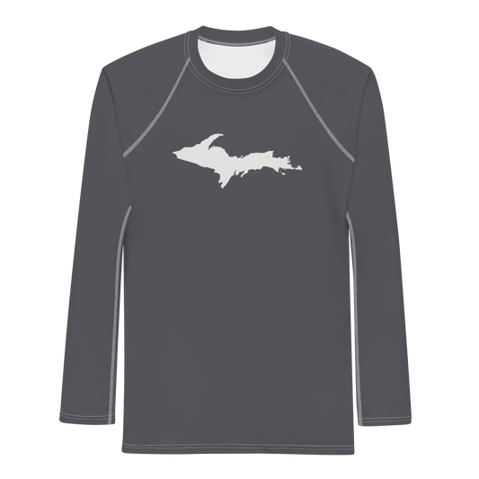 Michigan Upper Peninsula Rash Guard (w/ UP Outline) | Men's - Iron Ore Grey