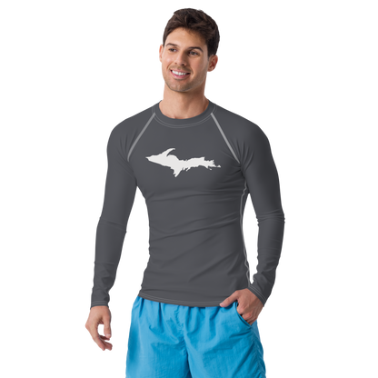 Michigan Upper Peninsula Rash Guard (w/ UP Outline) | Men's - Iron Ore Grey