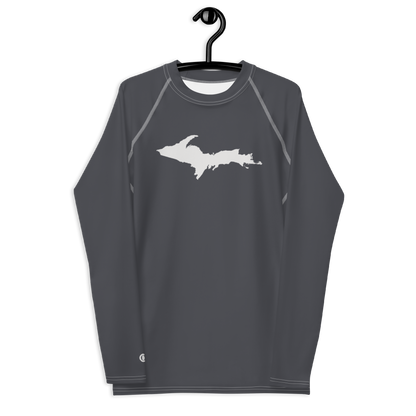 Michigan Upper Peninsula Rash Guard (w/ UP Outline) | Men's - Iron Ore Grey