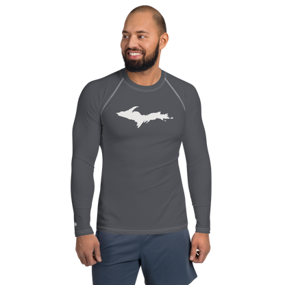 Michigan Upper Peninsula Rash Guard (w/ UP Outline) | Men's - Iron Ore Grey