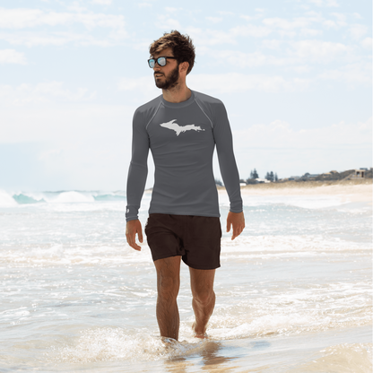 Michigan Upper Peninsula Rash Guard (w/ UP Outline) | Men's - Iron Ore Grey