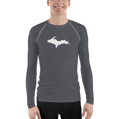 Michigan Upper Peninsula Rash Guard (w/ UP Outline) | Men's - Iron Ore Grey