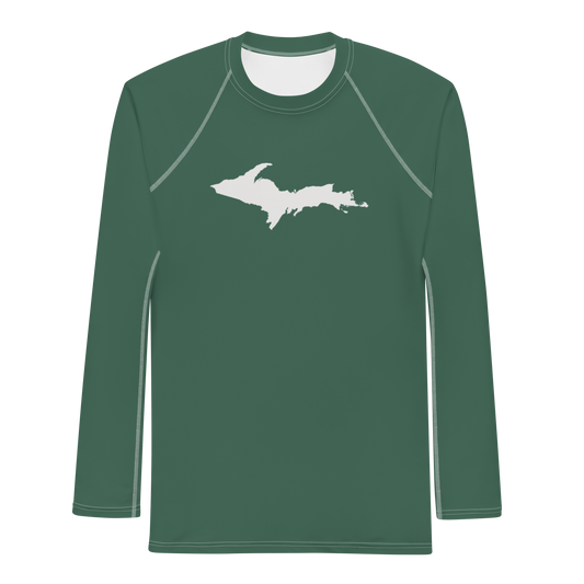 Michigan Upper Peninsula Rash Guard (w/ UP Outline) | Men's - Ginger Ale Green