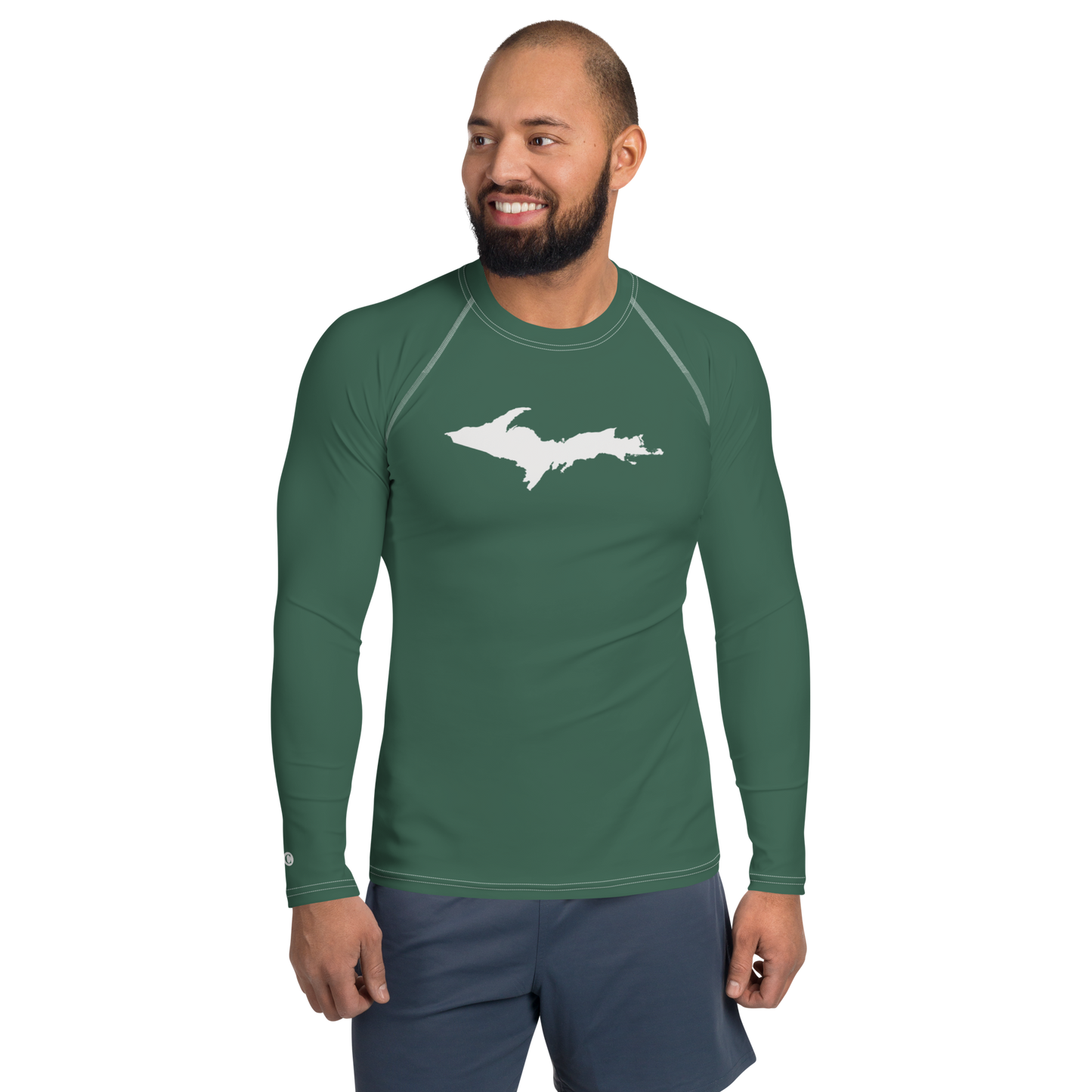 Michigan Upper Peninsula Rash Guard (w/ UP Outline) | Men's - Ginger Ale Green