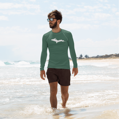 Michigan Upper Peninsula Rash Guard (w/ UP Outline) | Men's - Ginger Ale Green