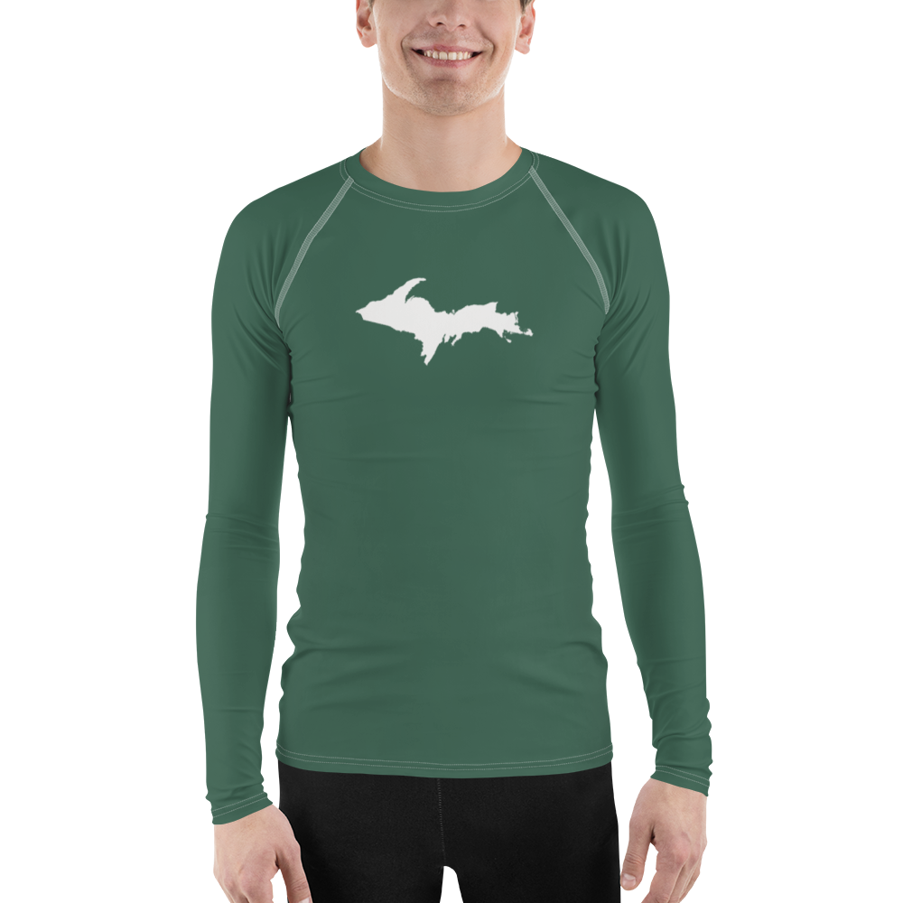 Michigan Upper Peninsula Rash Guard (w/ UP Outline) | Men's - Ginger Ale Green