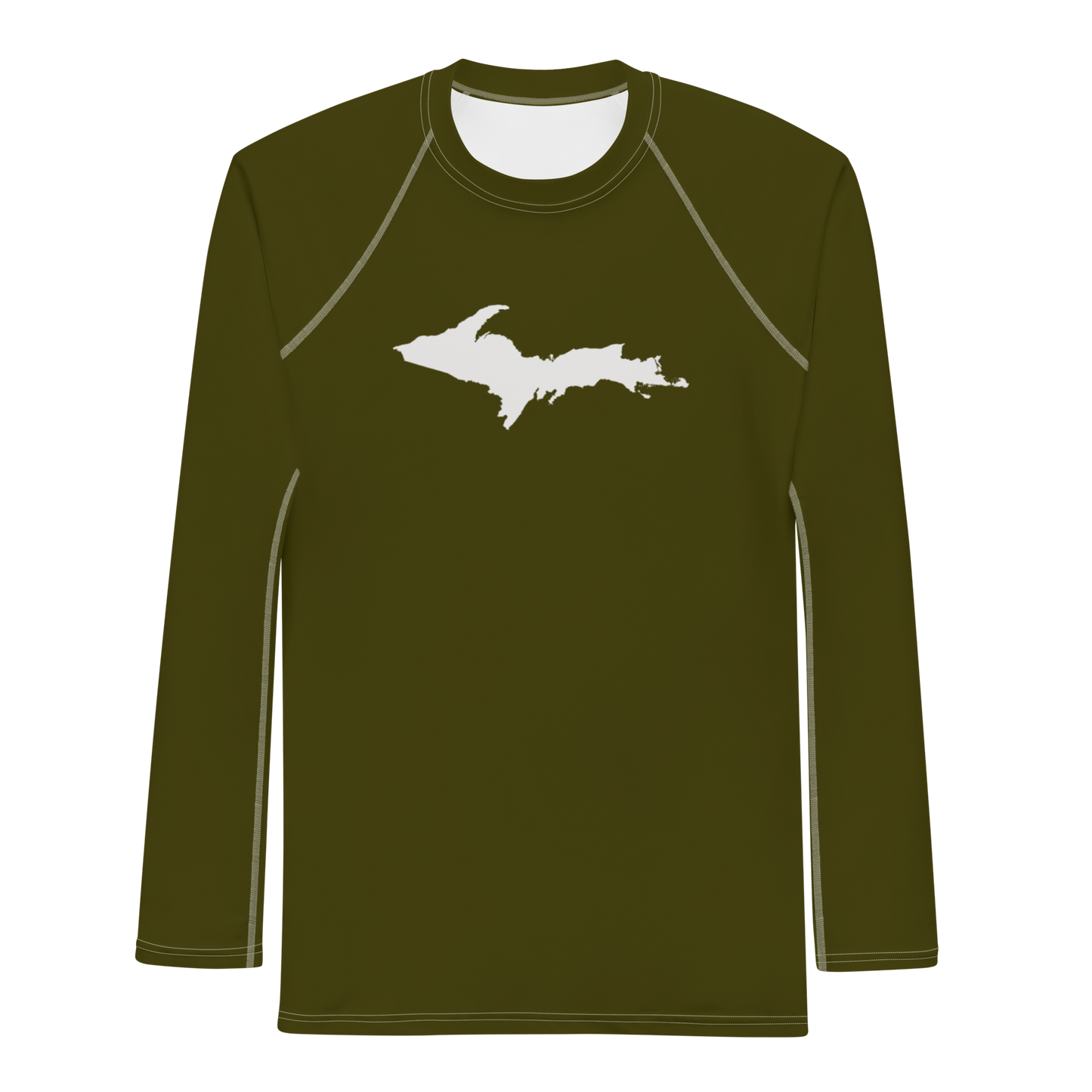 Michigan Upper Peninsula Rash Guard (w/ UP Outline) | Men's - Military Green