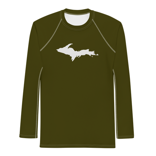 Michigan Upper Peninsula Rash Guard (w/ UP Outline) | Men's - Military Green