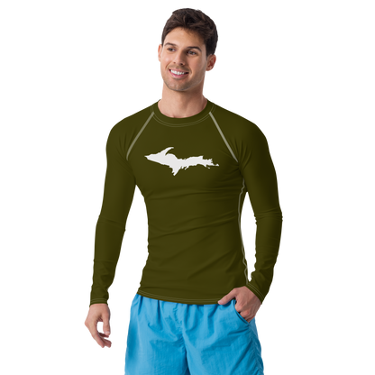 Michigan Upper Peninsula Rash Guard (w/ UP Outline) | Men's - Military Green