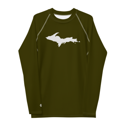 Michigan Upper Peninsula Rash Guard (w/ UP Outline) | Men's - Military Green