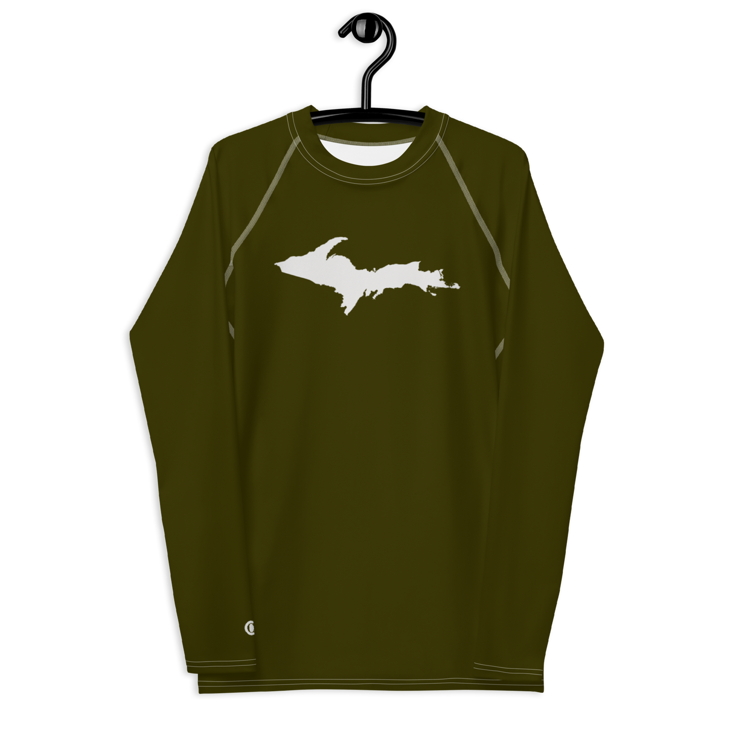 Michigan Upper Peninsula Rash Guard (w/ UP Outline) | Men's - Military Green