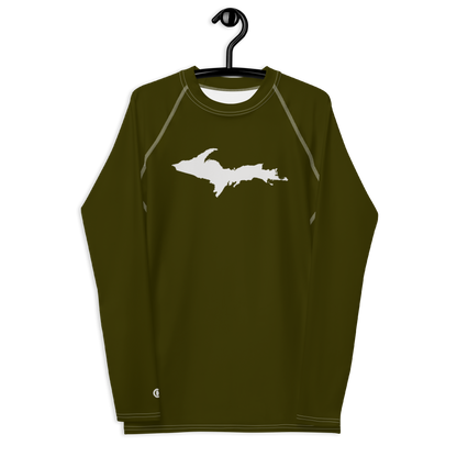 Michigan Upper Peninsula Rash Guard (w/ UP Outline) | Men's - Military Green