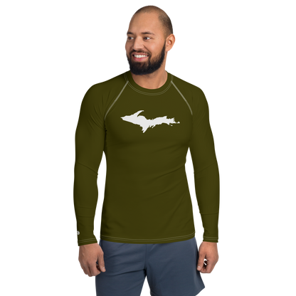 Michigan Upper Peninsula Rash Guard (w/ UP Outline) | Men's - Military Green