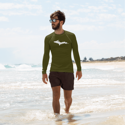 Michigan Upper Peninsula Rash Guard (w/ UP Outline) | Men's - Military Green