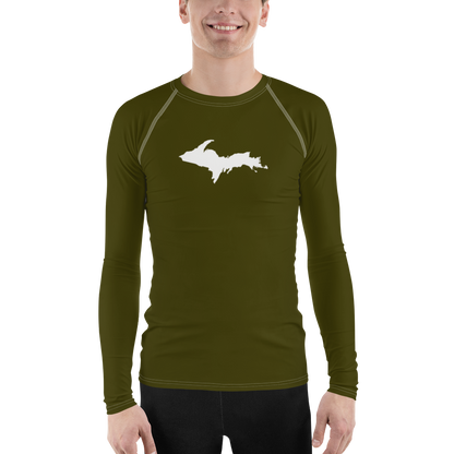 Michigan Upper Peninsula Rash Guard (w/ UP Outline) | Men's - Military Green