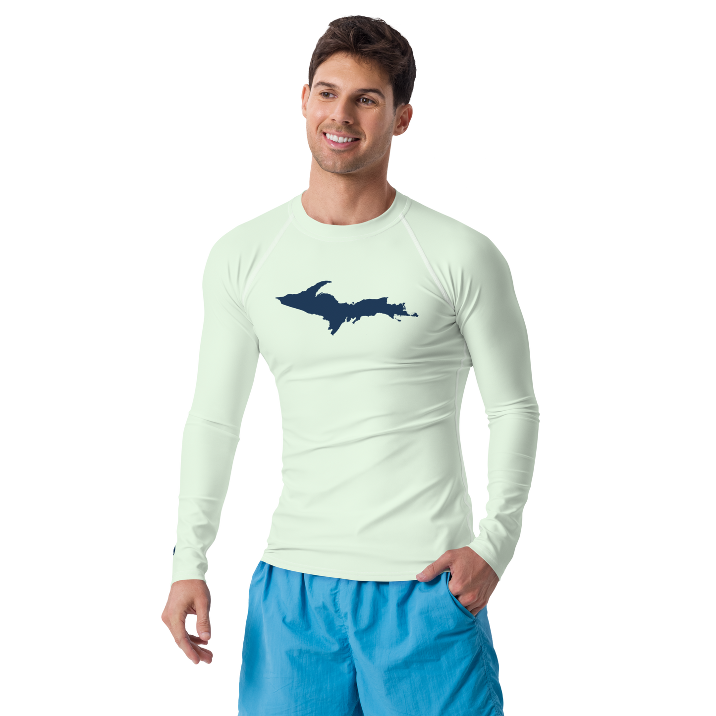 Michigan Upper Peninsula Rash Guard (w/ UP Outline) | Men's - Dew Green