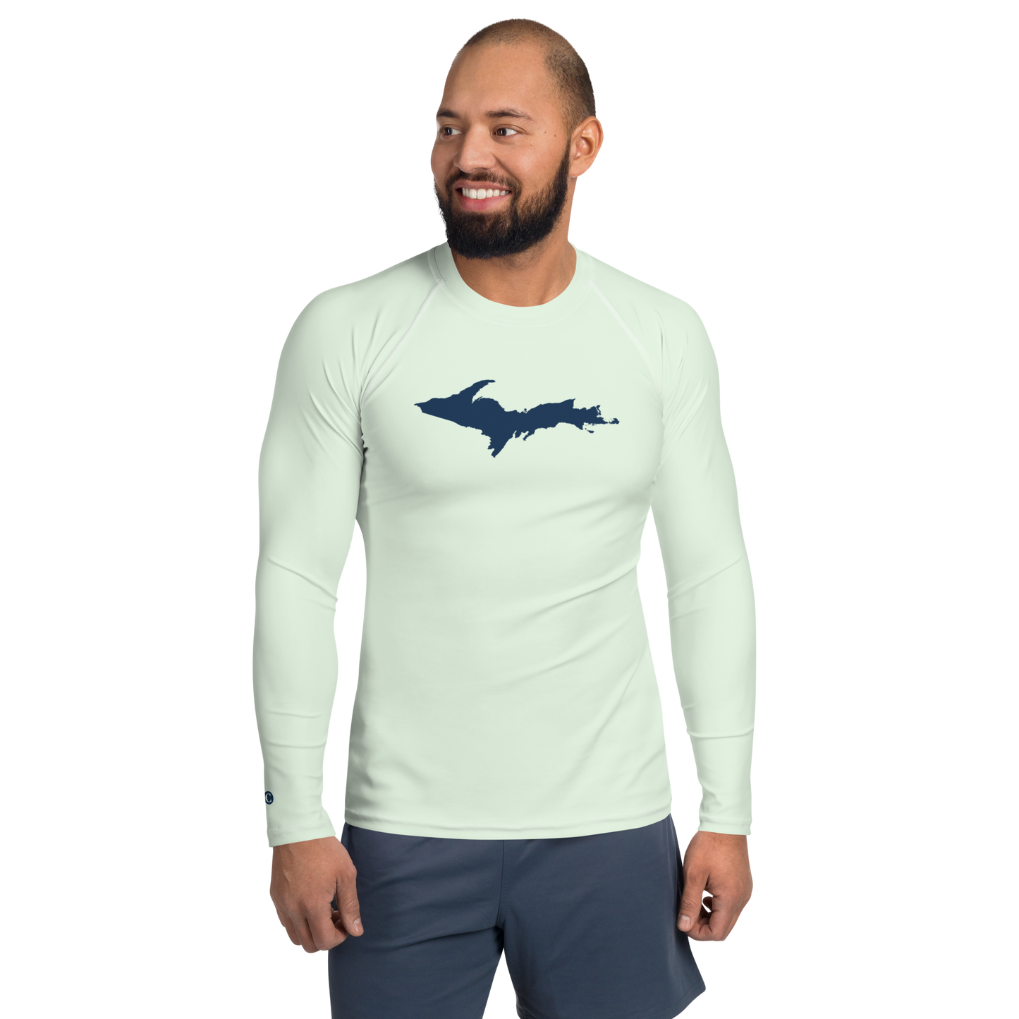 Michigan Upper Peninsula Rash Guard (w/ UP Outline) | Men's - Dew Green