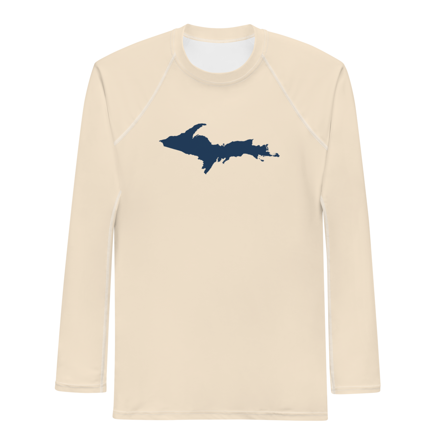 Michigan Upper Peninsula Rash Guard (w/ UP Outline) | Men's - Champagne White