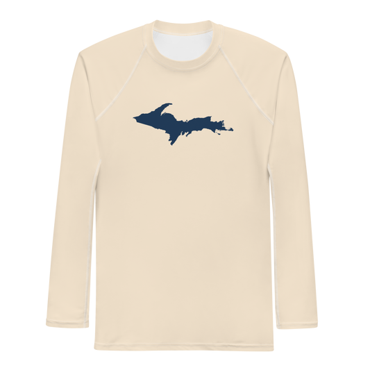 Michigan Upper Peninsula Rash Guard (w/ UP Outline) | Men's - Champagne White