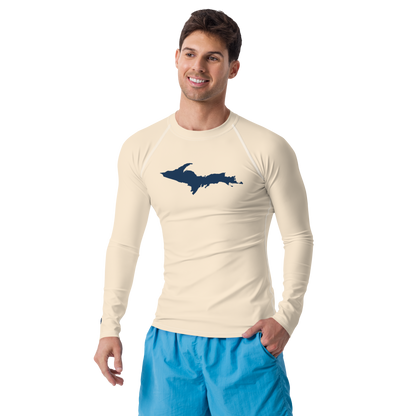 Michigan Upper Peninsula Rash Guard (w/ UP Outline) | Men's - Champagne White