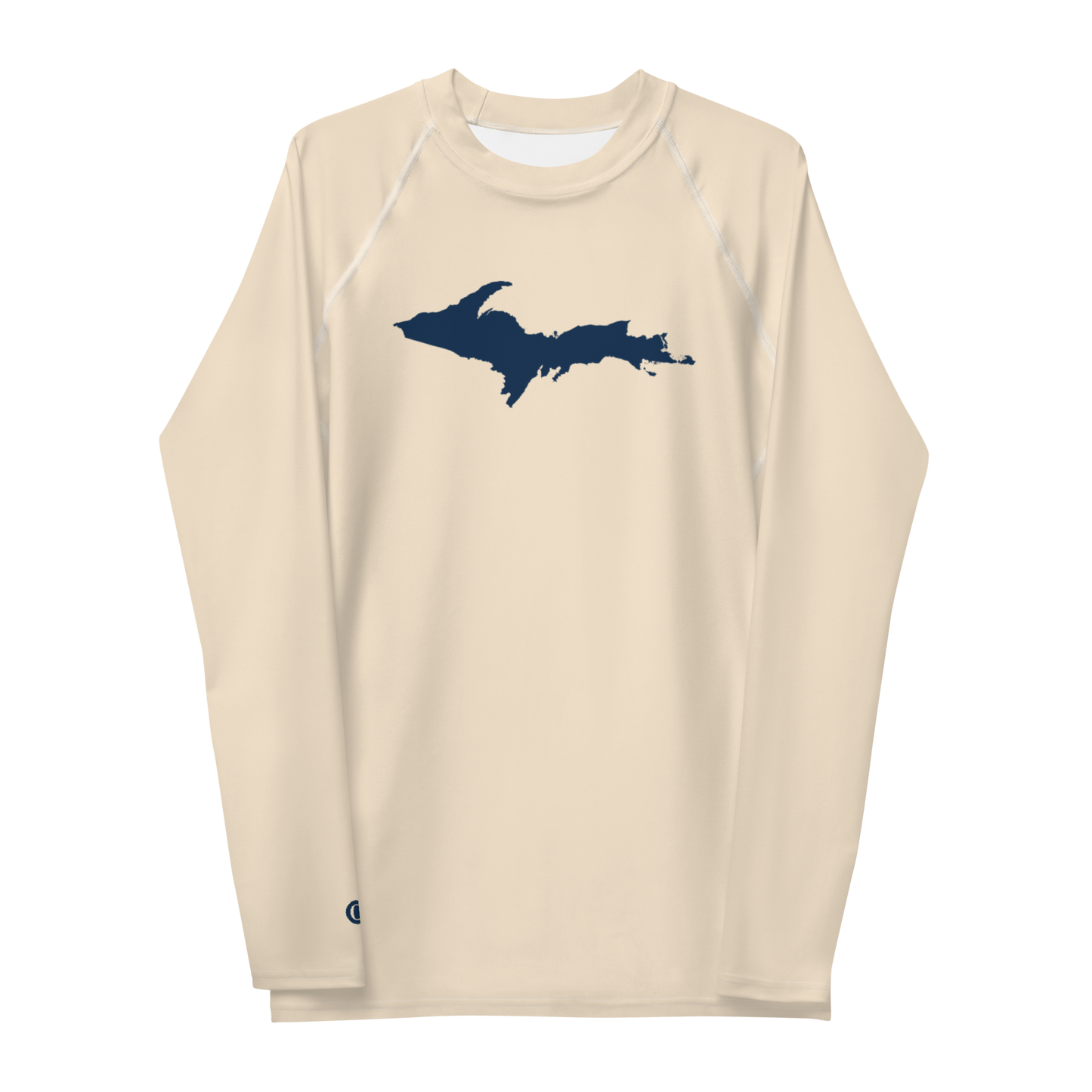 Michigan Upper Peninsula Rash Guard (w/ UP Outline) | Men's - Champagne White