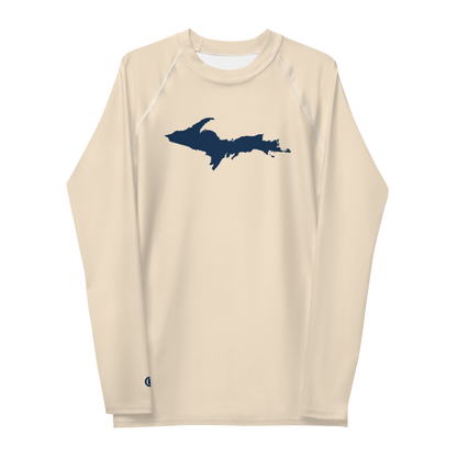 Michigan Upper Peninsula Rash Guard (w/ UP Outline) | Men's - Champagne White