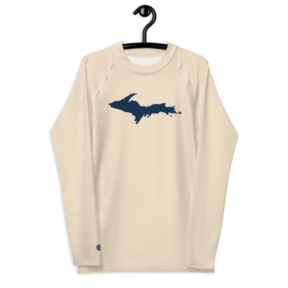 Michigan Upper Peninsula Rash Guard (w/ UP Outline) | Men's - Champagne White