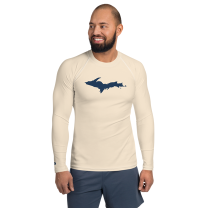 Michigan Upper Peninsula Rash Guard (w/ UP Outline) | Men's - Champagne White