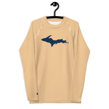 Michigan Upper Peninsula Rash Guard (w/ UP Outline) | Men's - Pale Apricot